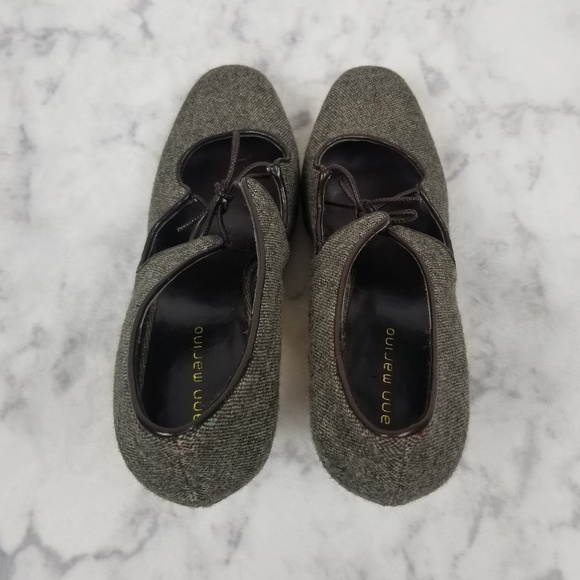 Ann Marino Brown Tweed Fabric 3.5" heels size 10 - Picture 4 of 7